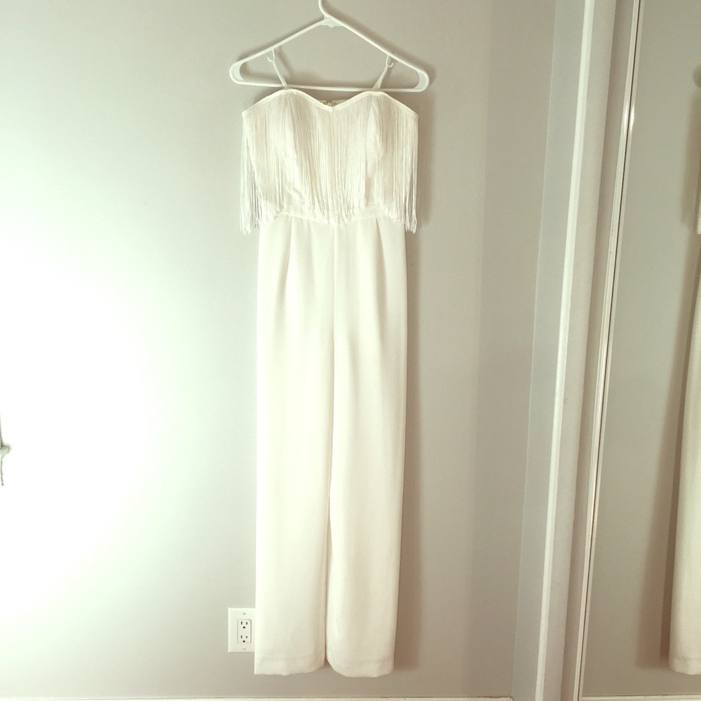 Jessica Simpson Fringe Strapless Jumpsuit